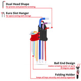 EINHELL Innensechskantschlüssel-Set farbig, 9-teilig, Schraubendreher 