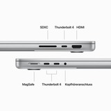 Apple MacBook Pro (14") 2023 CTO, Notebook silber, M3 Pro 18-Core GPU, MacOS, Amerikanisch, 36 cm (14.2 Zoll) & 120 Hz Display, 1 TB SSD