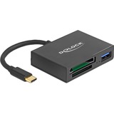DeLOCK USB-C Card Reader für XQ- und SD mit USB 5 Gbps Typ-A Port, Kartenleser schwarz