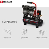 EINHELL Kompressor TE-AC 110/6 Silent Plus schwarz/rot, 550 Watt