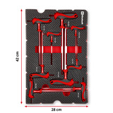 EINHELL Werkzeug-Pad T-Griff-Sechskant-Schraubendreher, in E-Case-Einleger schwarz/rot, 9-teilig, H2 - H10, Kugelkopf