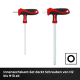 EINHELL Werkzeug-Pad T-Griff-Sechskant-Schraubendreher, in E-Case-Einleger schwarz/rot, 9-teilig, H2 - H10, Kugelkopf