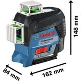 Bosch Akku-Linienlaser GLL 3-80 CG Professional, 12Volt, mit BM 1, Kreuzlinienlaser blau/schwarz, Li-Ionen Akku 2Ah, in L-BOXX, grüne Laserlinien