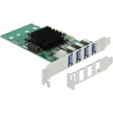  DeLOCK PCIe x4>4x ext. USB 3.0 Quad C.LP 