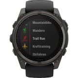 Garmin fēnix 8 - 51 mm, Solar, Sapphire, Smartwatch Carbongrau, Silikon-Armband, Edelstahl