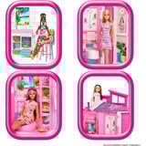 Mattel Barbie Ferienhaus Puppe und Spielset, Kulisse mit 4 Spielbereichen und 11 Zubehörteilen