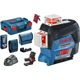 Bosch Linienlaser GLL 3-80 C Professional, Laser-Empfänger LR 7, L-BOXX, Kreuzlinienlaser blau/schwarz, mit roten Laserlinien, Li-Ionen Akku 2,0Ah