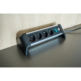 Brennenstuhl Alu-Office-Line Steckdosenleiste 4-fach, für den Schreibtisch schwarz/aluminium, 1,8 Meter Kabel, mit Sicherheitsschalter