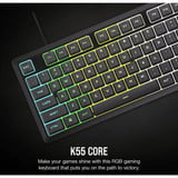 Corsair K55 CORE RGB, Gaming-Tastatur schwarz, DE-Layout, Rubberdome