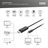 Digitus Adapterkabel USB-C <> DisplayPort, bidirektional schwarz, 2 Meter