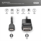 Digitus Adapterkabel USB-C <> DisplayPort, bidirektional schwarz, 2 Meter