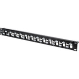 Digitus Modulares Patchpanel, 24-Port, unbestückt, abgestuft schwarz, 1 HE, für Keystone-Module