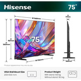Hisense 75E7S Hi-QLED-Fernseher 189 cm (75 Zoll), schwarz, UltraHD/4K, Triple Tuner