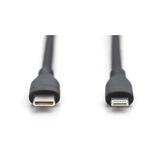 Digitus USB 2.0 Silikon-Kabel USB-C > Lightning, MFI zertifiziert schwarz, 1 Meter, PD 2.0, Laden mit bis zu 60 Watt