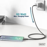 Digitus USB 2.0 Silikon-Kabel USB-C > Lightning, MFI zertifiziert schwarz, 1 Meter, PD 2.0, Laden mit bis zu 60 Watt