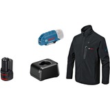 Bosch Heat+Jacket GHJ 12+18V Kit Größe M, Arbeitskleidung schwarz, inkl. Ladeadapter GAA 12V-21, 1x 12-Volt-Akku