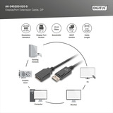 Digitus DisplayPort 1.2 Verlängerungskabel, Stecker > Buchse schwarz, 2 Meter