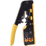 Digitus Multimodulares Crimpwerkzeug, Pass through, Crimpzange gelb, Inkl. Kabelschneider und Abisolierer, Metallausführung