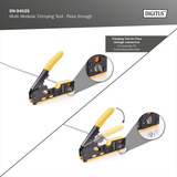 Digitus Multimodulares Crimpwerkzeug, Pass through, Crimpzange gelb, Inkl. Kabelschneider und Abisolierer, Metallausführung