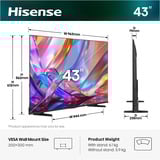 Hisense 43E7S Hi-QLED-Fernseher 108 cm (43 Zoll), schwarz, UltraHD/4K, Triple Tuner