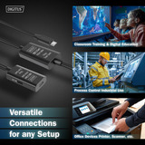 Digitus Aktives USB 3.2 Gen 1 Verlängerungskabel, USB-C Stecker > USB-C Buchse schwarz, 10 Meter, Repeater Kabel