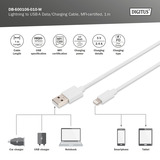 Digitus USB 2.0 Daten-/Ladekabel USB-A > Lightning, MFI zertifiziert weiß, 1 Meter, PD, Laden mit bis zu 12 Watt