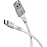 goobay Supersoftes USB 2.0 Textilkabel, USB-A Stecker > USB-C Stecker weiß, 1 Meter