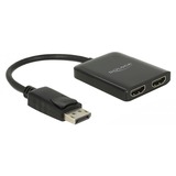 DeLOCK DisplayPort Splitter 1.4 > 2x HDMI MST, HDMI Splitter schwarz, 20cm Kabel