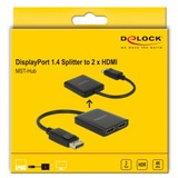 DeLOCK DisplayPort Splitter 1.4 > 2x HDMI MST, HDMI Splitter schwarz, 20cm Kabel