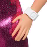 Mattel Barbie Fashionista Puppe im pinken Metallic-Kleid mit Herz-Aussparung 