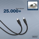 Digitus USB 2.0 Silikon-Anschlusskabel USB-C > USB-C schwarz, 1 Meter, PD, Laden mit bis zu 60 Watt