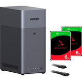UGREEN DH2300 + 2x 6 TB Seagate IronWolf HDD Bundle, NAS schwarz