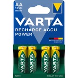 VARTA Recharge Accu Power AA 1350 mAh, Akku 4 Stück, AA