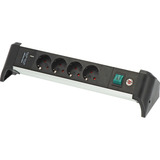 Brennenstuhl Alu-Office-Line Steckdosenleiste 4-fach, 2x USB, für den Schreibtisch schwarz/aluminium, 1,8 Meter Kabel, USB-A, USB-C PD, mit Sicherheitsschalter