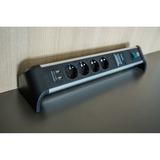 Brennenstuhl Alu-Office-Line Steckdosenleiste 4-fach schwarz/aluminium, 1,8 Meter, 60.000A Überspannungsschutz, 2x USB-A