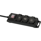 Brennenstuhl Outdoor-Steckdosenleiste IP44, 3-fach mit Schalter schwarz, 2 Meter