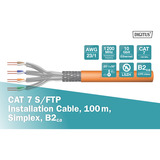 Digitus Professional Cat.7 S/FTP Verlegekabel simplex, B2ca orange, 100 Meter Rolle