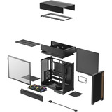 DeepCool CL660, Tower-Gehäuse schwarz/holz, Tempered Glass