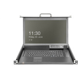 Digitus Modulare HD LCD KVM Konsole mit 17" TFT 8 Port HDMI, KVM-Switch schwarz, deutsches Tastaturlayout, 8 Port HDMI KVM-Switch, Touchpad