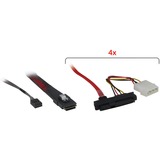 Inter-Tech Kabel SFF 8087 > 4x 8482 SATA Power schwarz/rot, 0,5 Meter (teilummantelt)
