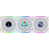 Lian Li UNI FAN TL LCD FLEX 120 Wireless, Gehäuselüfter weiß, 3er Pack mit LCD-Flex-Empfänger, 124 mm