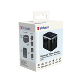 Verbatim Universal-Reiseadapter UTA-04, Reisestecker schwarz/silber, 3x USB-A, 2x USB-C