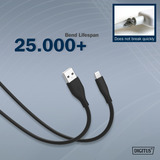 Digitus USB 2.0 Silikon-Kabel USB-A > Lightning, MFI zertifiziert schwarz, 2 Meter, PD, Laden mit bis zu 12 Watt