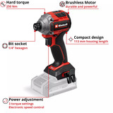 EINHELL Professional Akku-Schlagschrauber TP-CI 18/250-C Li BL - Solo, 18Volt rot/schwarz, ohne Akku und Ladegerät