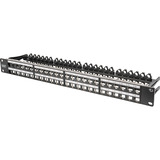 Digitus Modulares High Density Patch Panel, 24-Port, Rack Mount, geschirmt, Patchpanel schwarz, 1 HE, für Keystone-Module, mit Beschriftungsfeld