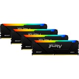 Kingston FURY DIMM 32 GB DDR4-3200 (4x 8 GB) Quad-Kit, Arbeitsspeicher schwarz, KF432C16BB2AK4/32, Beast RGB, INTEL XMP