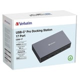Verbatim USB-C Pro Docking Station CDS-17, 17 Port , Dockingstation aluminium/schwarz, HDMI, DP, RJ-45, USB-A, USB-C, SD, microSD, Audio