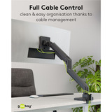 goobay Single-Monitorhalterung Gaming mit Gasdruckfeder schwarz, für Monitore von 17" - 49" (43 - 124cm)