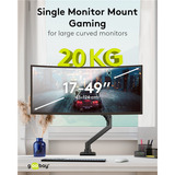 goobay Single-Monitorhalterung Gaming mit Gasdruckfeder schwarz, für Monitore von 17" - 49" (43 - 124cm)