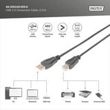 Digitus USB 2.0 Anschlusskabel USB-A (Stecker) > USB-B (Stecker) schwarz, 0,5 Meter